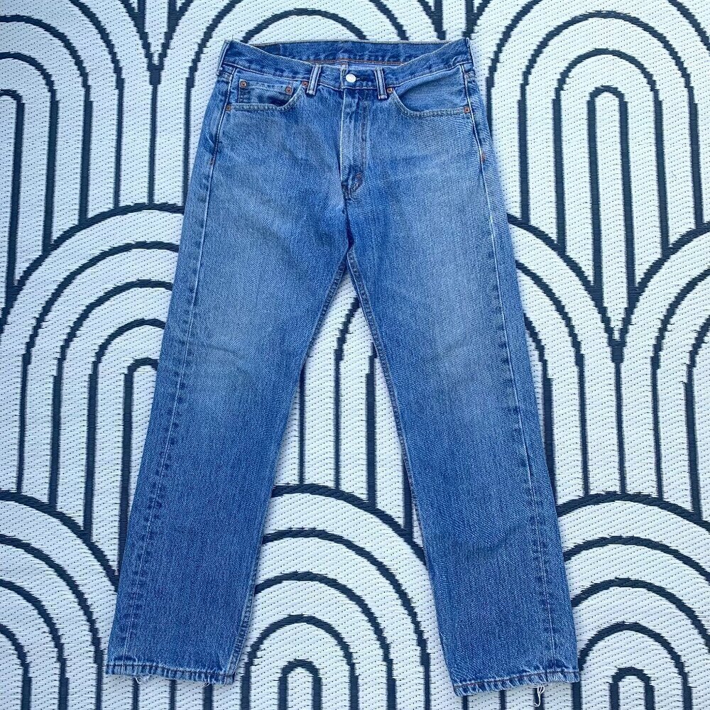Levi's 505 Regular Straight Leg Distressed Denim Jeans